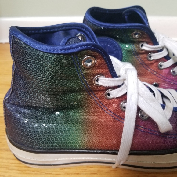 Converse High Tops **RARE** Rainbow Sequin - Picture 3 of 5